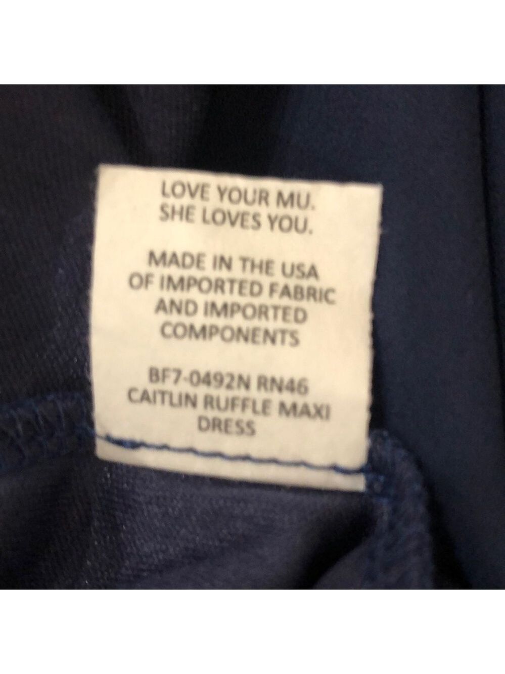 NWOT Show Me Your Mumu Caitlin ruffle Maxi Dress SZ S Navy Crisp - Picture 9 of 11
